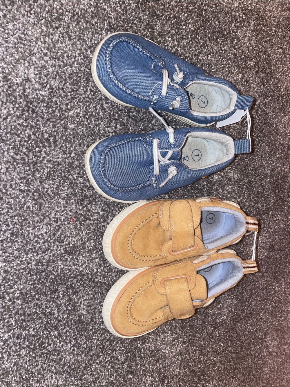 Cat & Jack Navy Canvas Slip-On & Tan Suede-Look Hook-And-Loop Shoes Set
